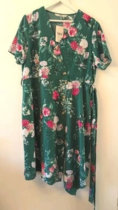 TU Dark Green Floral Asymmetrical Dress Size 18. Tie Belt. Size 18. NWT - Picture 1 of 13