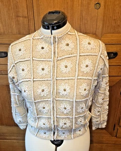 Vintage Miller Pullover komplett Perlen mit Pailletten 3/4 Ärmel 100% Wolle Gr. 40 - Bild 1 von 19