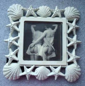 Frame Shell Ceramics Glass Postcard ST GERMAIN Size-7x7 in - Picture 1 of 10