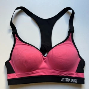 Victoria's Secret The Incredible Sports Bra Racerback 32B Pink Black - Picture 1 of 8