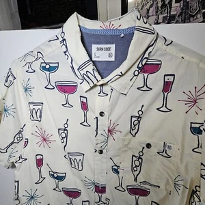 NWOT Sovereign Code Frenzy Shirt Men's Button Down Short Cocktails Theme 2024 - Picture 1 of 12