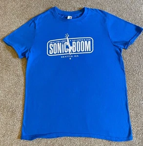 Vintage Sonic Boom Seattle Record Store Blue Graphic T-shirt Youth Size Small - Picture 1 of 8