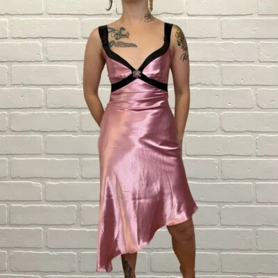 Vestido de graduación vintage Jessica Mcclintock Gunne saxo satinado dobladillo asimétrico Foto 1 de 4