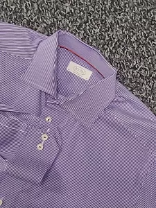 ETON Camicia elegante uomo 41 16 viola a righe vestibilità contemporanea con bottoni - Foto 1 di 7