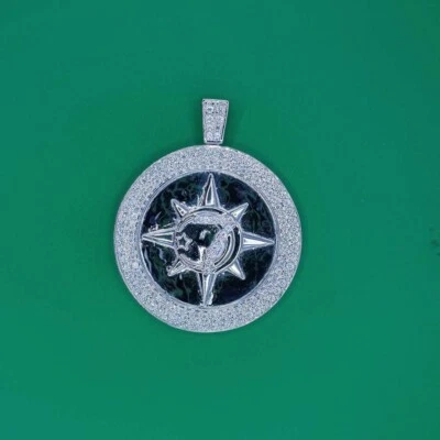 2.00 Ctw Round Diamond FIVE PERCENTER Pendant Pendant 14K White Gold Plated - Image 1 of 4