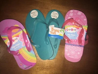 Девочек размер 10/11 шлепанцы новый с ярлыками уход медведь синий розовый фиолетовый туфли лот - Изображение 1 из 2