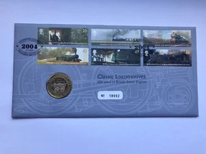 Simply Coins~ 2004 STEAM LOCOMOTIVE TWO 2 POUND COIN FIRST DAY COVER FDC BU - Picture 1 of 5