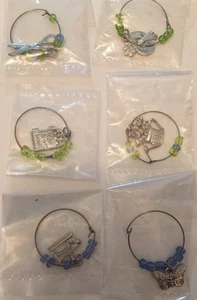 SET OF SIX NEW WINE MARKERS HOME SWEET HOME, SEWING, ARTIST, SCISSORS + - Picture 1 of 7