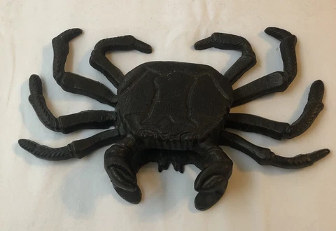 Rustic Cast Iron Figural Crab Door Knocker Nautical Beach Architectural Hardware Cover