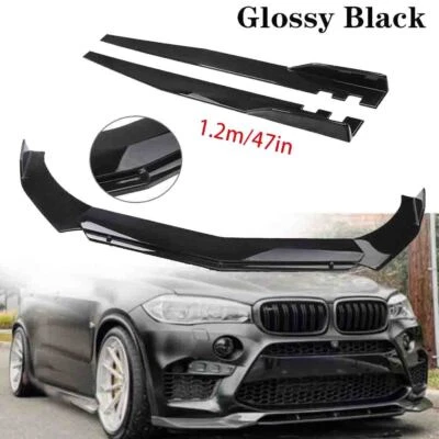 For BMW F15 X5 F85 X5M 15-19 Front Bumper Lip Spoiler + 47" Side Skirts Kit - Image 1 of 4