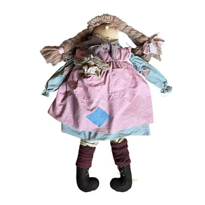Attic Babies Collectable Rag Doll Braided Hair Pocket Dolly 27" Slip Dress Decor - Picture 1 of 18