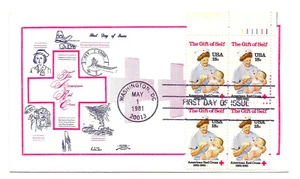 1910 Red Cross The Gift of Self, Colonial, plate block, FDC - Picture 1 of 1