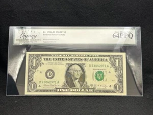 United States of America, $1, 1969, Federal Reserve Note, LCG 64PPQ - Picture 1 of 3