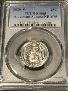 Moneda de murciélago 2020 W American Samoa NP cuarto 25c graduación profesional MS65 marca privada V75 - Imagen 1 de 2