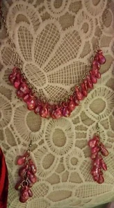 Precioso collar tono plata y brillos con pendientes perforados 01d* - Imagen 1 de 7