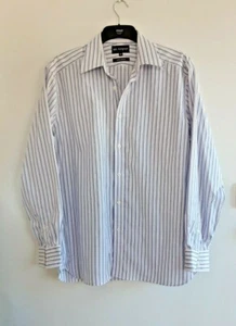 Gorgeous Blue Striped Long Sleeve Shirt from M&S ~ 42" Chest, 16" Collar ~ Fab! - Picture 1 of 4