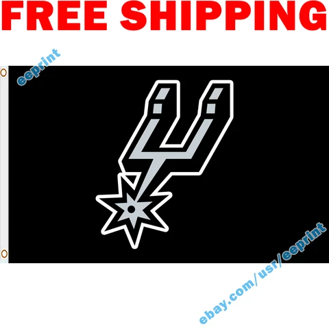 Deluxe San Antonio Spurs Logo BLACK Flag Banner 3x5 NBA 2022 Fan Home Decor NEW Cover
