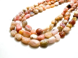 Cuentas de piedras preciosas de guijarros lisas de ópalo rosa natural - PG228 - Imagen 1 de 5