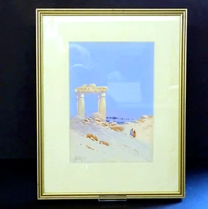 Original antique watercolour painting art Godwin Bennett Temple Ruins Jericho - Picture 1 of 3