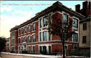 TOMPKINSVILLE STATEN ISLAND NEW YORK CITY NEUE ÖFFENTLICHE SCHULE 1908 POSTKARTE ANSICHT - Bild 1 von 2