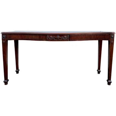 Georgian Mahogany Serpentine Two Drawer Sideboard, Serving or Console Table Cover