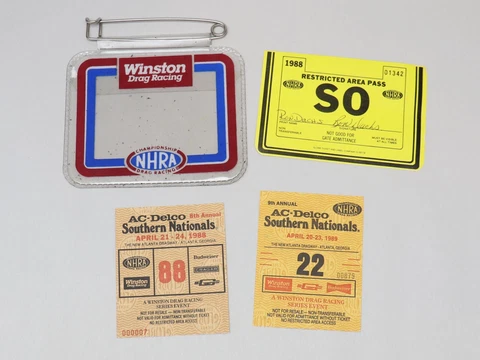 NHRA Winston Drag Racing Ticket Restricted Area Pass Protector Atlanta 1988 1989 Cover