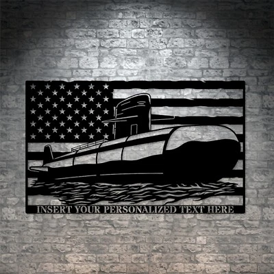Personalized US Submarine Name Metal Sign. Custom U-Boat Navy Wall Decor - Image 1 of 4