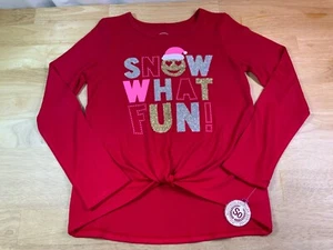 New Girl's SO Holiday Sweater says Snow What Fun!—with Emoji in Santa Hat* - Picture 1 of 4