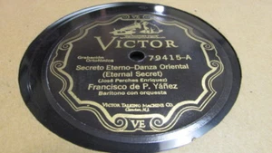 FRANCISCO P. TANEZ VICTOR 78 RPM RECORD 79415 SECRETO ETERNO-DANZA ORIENTAL - Picture 1 of 2