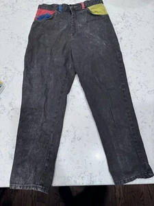 Girls Vintage Black Jeans size 12.5 Color Block 26x24 - Picture 1 of 9