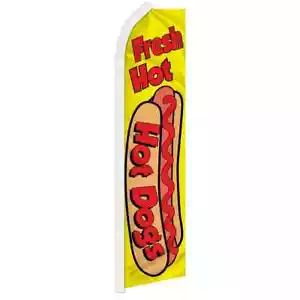 Hot Dogs Swooper Advertising Food Banner Flag for Fair Foods & Hot Dog Stands - Picture 1 of 7