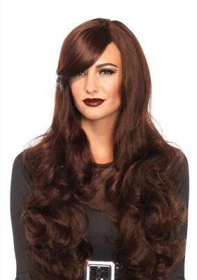 Peluca larga ondulada marrón Foto 1 de 4