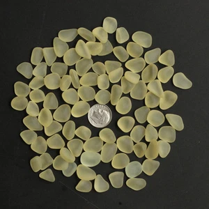 yellow sea beach glass 20 pieces lots 12-16mm jewelry use - Picture 1 of 3