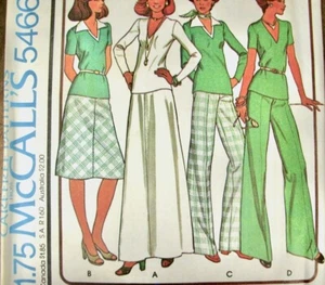Conjunto Tejido Costura Patrón Pantalones Falda Top Años 70 McCalls 5466 Mujer Talla 10 Sin Cortar - Imagen 1 de 6