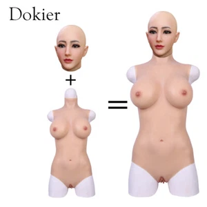 Dokier Silicone Crossdresser Full Bodysuit With Headgear Breast Forms Body Suits - Picture 1 of 7