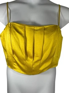 Nuevo con etiquetas Top corto de lino Ramy Brook Christensen en amarillo Sun Kiss para mujer talla 16 - Imagen 1 de 3