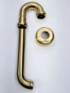 Signature Hardware 477101 1-1/4" x 1-1/4" P-Trap w/High Box Flange - Brush Gold - Picture 1 of 5