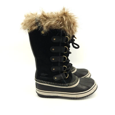 Botas de neve Sorel altas femininas tamanho 7 couro camurça renda pele sintética - Imagem 1 de 4