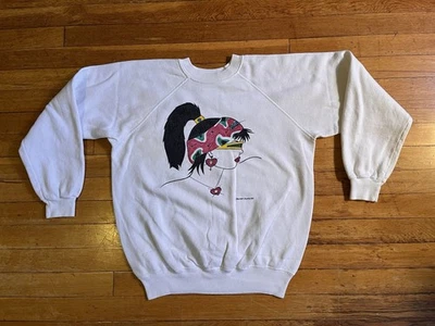 Suéter de perfil de niña de moda vintage para mujer M blanco 1985 años 80 Foto 1 de 4