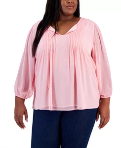 Tommy Hilfiger Women's Top Plus Sz 2X Size Striped Pintuck - Picture 1 of 5