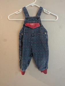 Vintage OshKosh B'gosh Overalls 12 Months Geometric Embroidered Jean Made USA - Picture 1 of 3