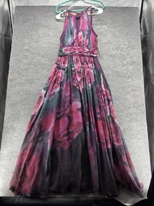 Marchesa Notte Dress Womens 6 Purple Pink Floral Silk Maxi Gown Evening Formal - Picture 1 of 7