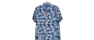 Camicia IZOD SaltWater da uomo L abbottonata rilassata fenicotteri blu hawaiani - Foto 1 di 4