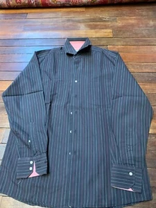 Pierre Cardin black striped man's cotton long sleeved shirt 38/15, 3-M - Picture 1 of 3