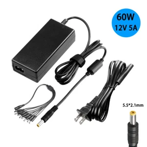 8 Way Splitter Cable CCTV Security Camera DC 12 Volt 5 Amp Power Supply Adapter - Picture 1 of 12