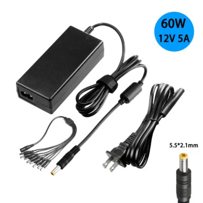 8 Way Splitter Cable CCTV Security Camera DC 12 Volt 5 Amp Power Supply Adapter - Image 1 of 4