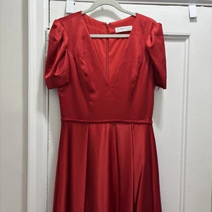 Leena For Mac Duggal Red Silk Gown - Picture 1 of 4