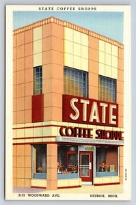 Postkarte MI Detroit Michigan State Coffee Shoppe 2125 Woodward Ave um 1930 AW7 - Bild 1 von 3