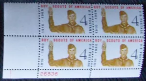 US 4¢ Stamp SC #1145 Boy Scouts of America MNH 1960. Plate block - Picture 1 of 1