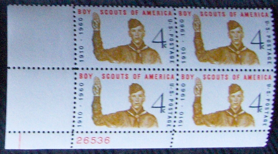 US 4¢ Stamp SC #1145 Boy Scouts of America MNH 1960. Plate block - Image 1 of 1